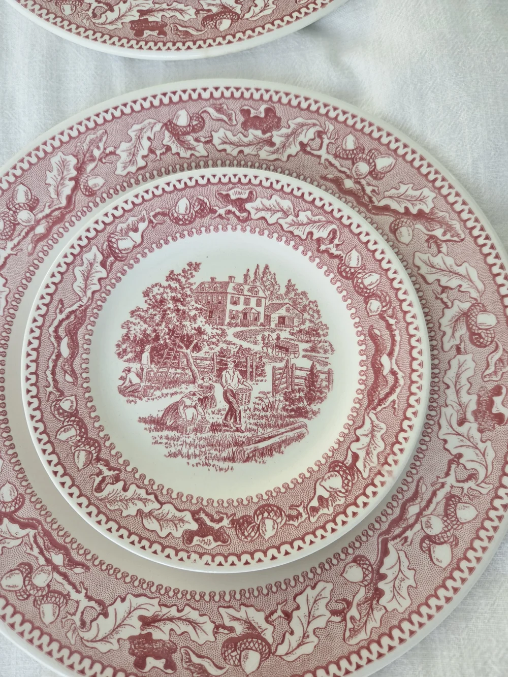 8 Vintage Memory Lane, Made In USA, Pink and White Dishes
